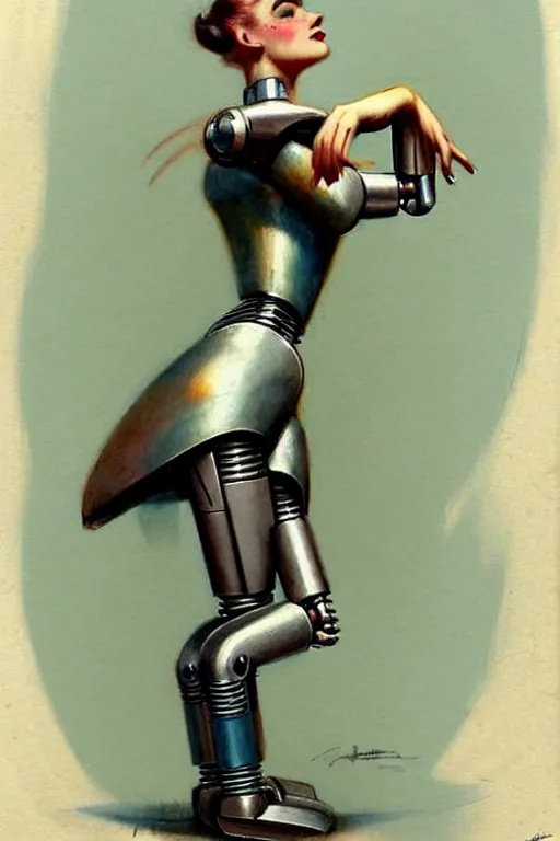 Prompt: ( ( ( ( ( 1 9 5 0 s retro future robot android female dancer. muted colors. ) ) ) ) ) by jean - baptiste monge!!!!!!!!!!!!!!!!!!!!!!!!!!!!!!