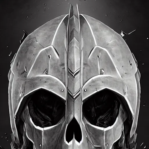 Image similar to grimdark space knight skull helmet, terrifying, grimdark, photorealistic, closeup, symmetrical, artstation