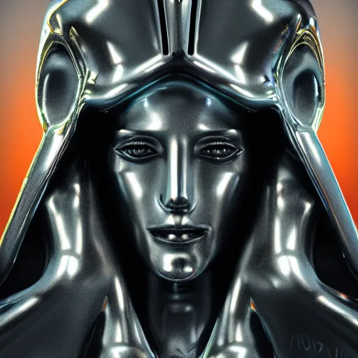 Prompt: chrome jesus, glossy, metallic, neon, symmetrical, tribal patterns, realistic, unreal engine, octane, redshift, artstation, behance