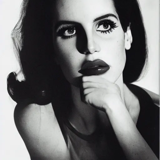 Prompt: portrait of lana del rey photographed by richard avedon