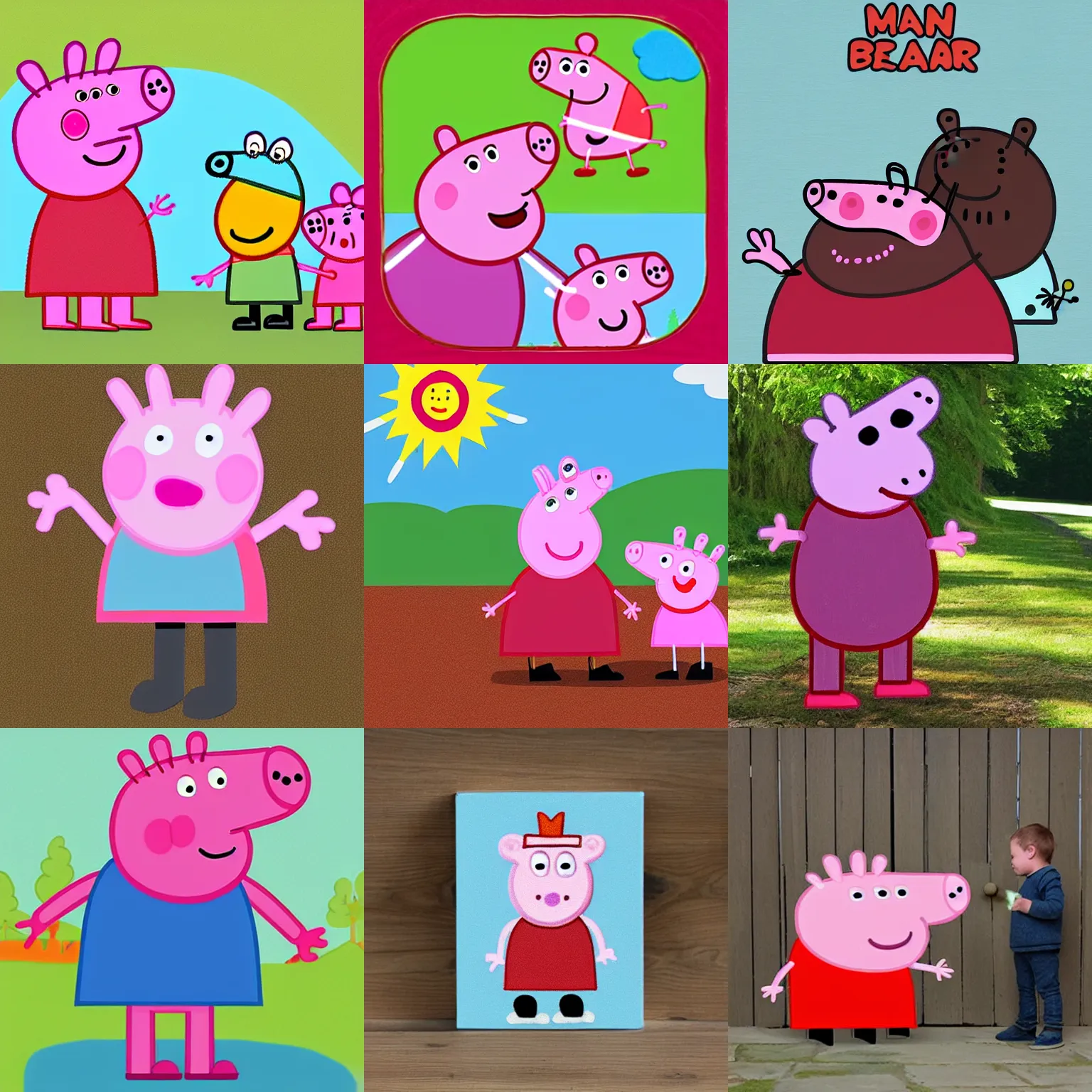 Prompt: man bear peppa pig