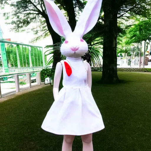 Image similar to a rabbit wearing a white dress funkpop