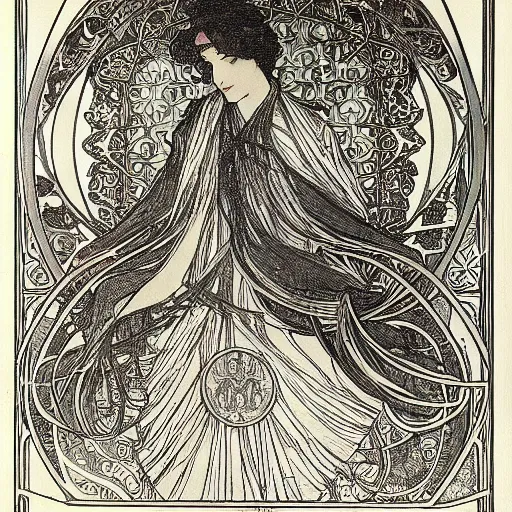 Prompt: a detailed etching of hexagram 1 of i - ching, by alphonse mucha, rodolphe bresdin and harry clarke, art nouveau, highly detailed