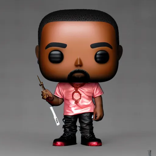 Image similar to kanye west [ holding ]!! a [ grimes funko pop ]!!, trending on artstation, 4 k photorealism, 4 k quality