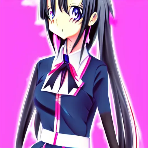 Image similar to advanced digital anime art, a anime girl with long hair and a high school cosplay outfit, an anime drawing by Jin Homura, featured on pixiv, furry art, pixiv, booru, anime, Sakimimichan