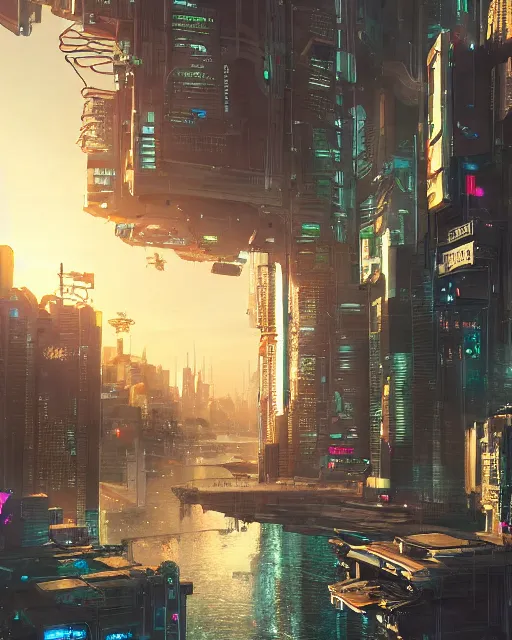 Image similar to cyberpunk city on a floating island at night by wlop, key visual, high detail, digital art