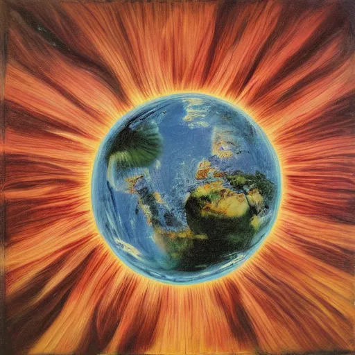 Image similar to the sun is staring the earth, surrealism