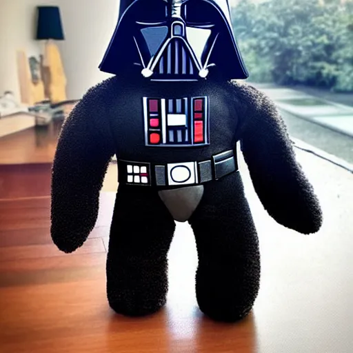 Image similar to a beautiful photo of a plushy darth vader teddy bear, trending on instagram