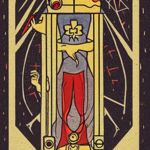 Prompt: tarot arcana illustration in the style of Sarah Gordon, Bauhaus, 1920s style