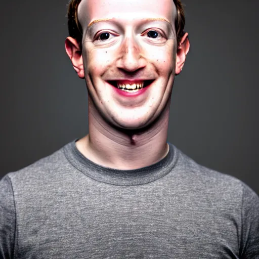 Image similar to a full portrait of evil grinning mark zuckerberg with pale skin and oilshot eyes and oil flowing from his eyes over his cheeks f / 2 2, 3 5 mm, 2 7 0 0 k, lighting, perfect faces, award winning photography.