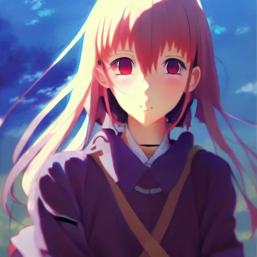 Image similar to anime girl, trending on pixiv fanbox, painted by greg rutkowski, makoto shinkai, takashi takeuchi studio ghibli, yoshiuki tomino, ayami kojima