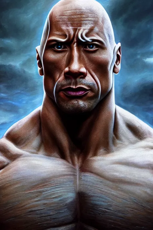 Image similar to very very beautiful longshot photo of chthonic Dwayne Johnson, highly detailed, artstation, concept art, smooth, sharp focus, illustration, art by Ayami Kojima, Beksinski, Giger