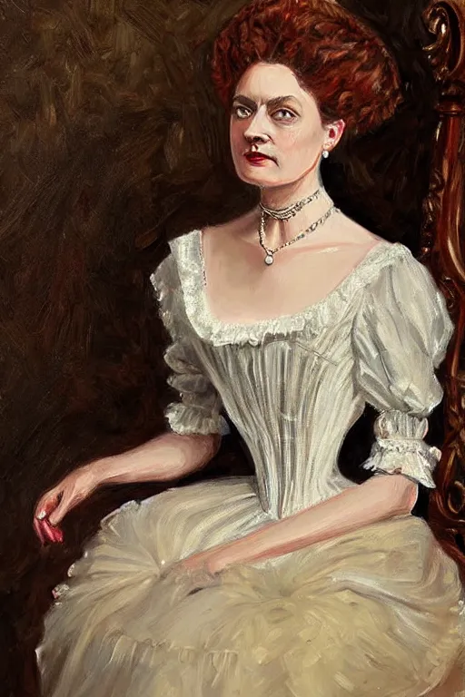 Image similar to victorian lady, painting by berta morizot