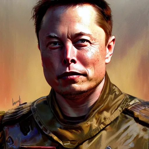 Image similar to Elon Musk as a soldier, closeup character art by Donato Giancola, Craig Mullins, digital art, trending on artstation