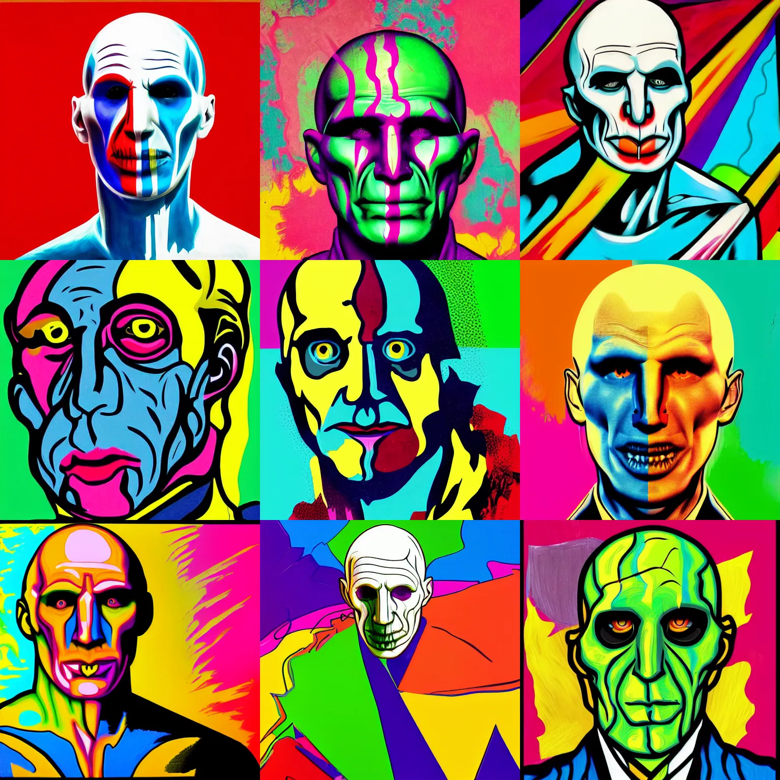 Prompt: abstract pop art of voldemort, vivid colors, high definition