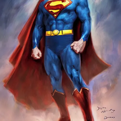 Prompt: Superman as a fantasy D&D character portrait art by Donato Giancola and Bayard Wu, digital art, trending on artstation, 4k
