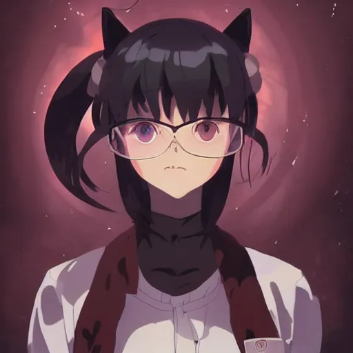 Prompt: a black cat wearing a lab coat, illustration concept art anime key visual trending pixiv fanbox by wlop and greg rutkowski and makoto shinkai and studio ghibli and kyoto animation symmetrical facial features