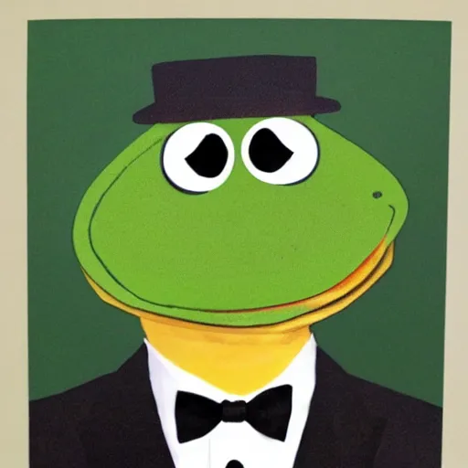 Image similar to portrait of kermit the frog in a tuxedo