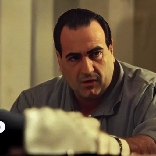 Image similar to mario in an episode of the sopranos ( 1 9 9 9 ), 4 k, cinematic, hbo, screencap, realistic, the sopranos, film footage