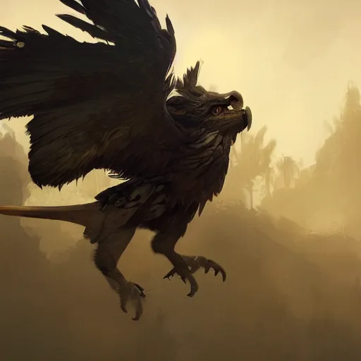 Image similar to A Gryphon with a human upper body, intricate, elegant, volumetric lighting, scenery, digital painting, highly detailed, artstation, sharp focus, illustration, concept art, ruan jia, steve mccurry