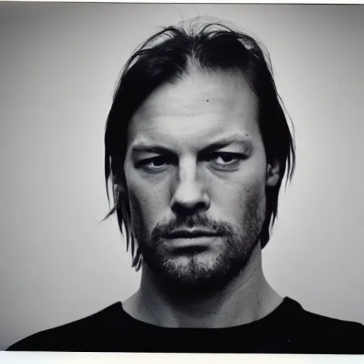 Prompt: Mugshot Portrait of David Gilmour, taken in the 1970s, photo taken on a 1970s polaroid camera, grainy, real life, hyperrealistic, ultra realistic, realistic, highly detailed, epic, HD quality, 8k resolution, body and headshot, film still, front facing, front view, headshot and bodyshot, detailed face, very detailed face