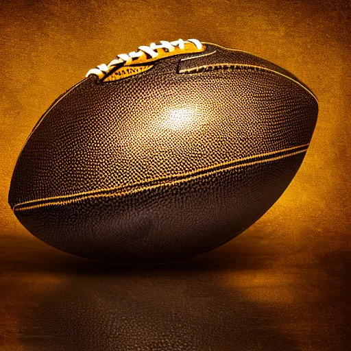 Prompt: black and gold American football, studio lighting, advertising photography