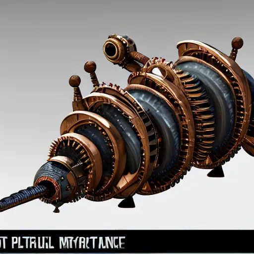 Image similar to 2d game art side view of mechanical steampunk worm with teeth, full body view, game character design, articulated joints, detailed, blank background, 8k, octane render, unreal engine, trending on artstation