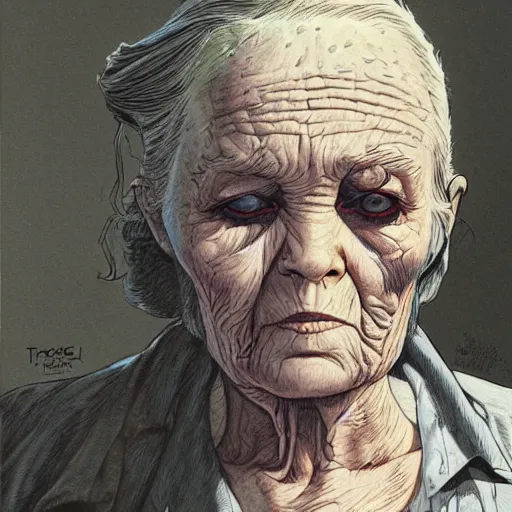 Image similar to a beautiful portrait of an old woman Travis Charest style