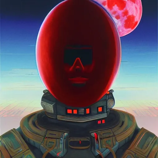 Prompt: surreal, nuclear blast and a full red moon eclipse, cyberpunk, art by jeff lyons, bryen frost