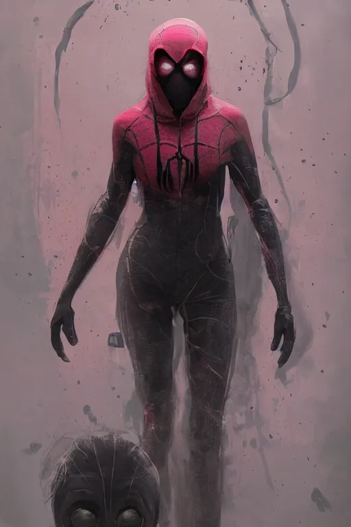 Prompt: A portrait of a female spider wearing a cute hoody by Greg Rutkowski, Sung Choi, Mitchell Mohrhauser, Maciej Kuciara, Johnson Ting, Maxim Verehin, Peter Konig, Resident evil , 8k photorealistic, cinematic lighting, HD, high details, dramatic, atmospheric , trending on artstation