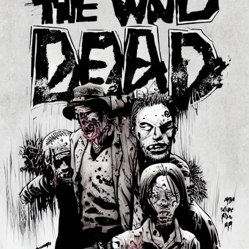 Prompt: the walking dead comic drawn by ben templesmith