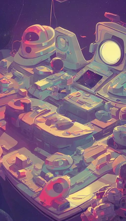 Image similar to cookies in space, sharp focus, james gilleard, moebius, print, cinematic, game art