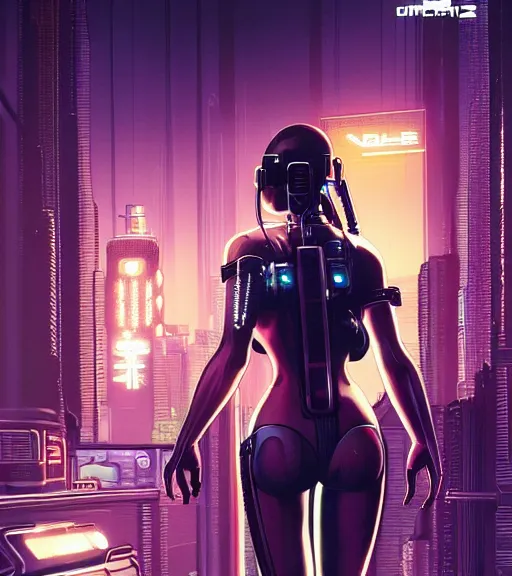 Image similar to cable plugged in, side of head, very very beautiful woman, cyberdeck computer terminal, street level night city, 1 9 7 9 omni magazine cover, style by vincent di fate, artgerm, cyberpunk 2 0 7 7, very coherent, detailed, 4 k resolution, unreal engine, daz