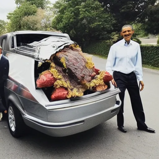 Image similar to barack obama eating a whole car