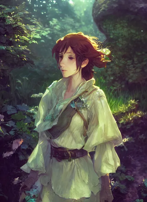 Image similar to a portrait of the emerald herald in the garden, intricate, tone mapped, ambient lighting, highly detailed, digital painting, artstation, concept art, sharp focus, by makoto shinkai and akihiko yoshida and hidari and wlop