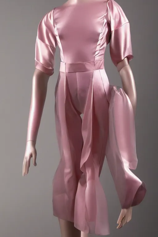 Image similar to A mannequin wearing a softpink,satinmodulation, satin clothing