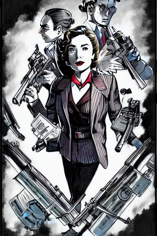 Image similar to Agent carter illustration concept art in the style of Amano, Yoshitaka