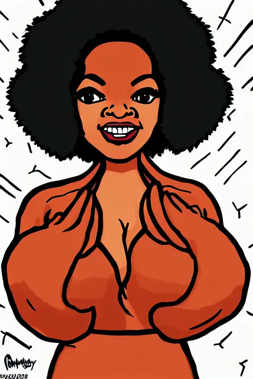 Image similar to “ oprah winfrey in the style of the art of hylics ”