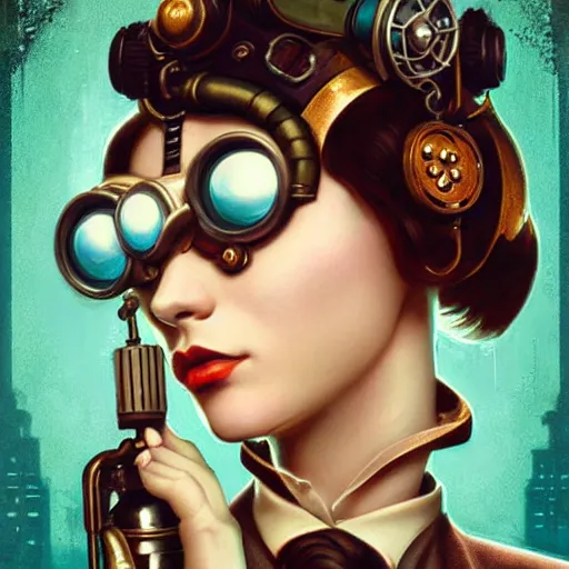 Image similar to Lofi Steampunk Bioshock portrait, Pixar style, by Tristan Eaton Stanley Artgerm and Tom Bagshaw.