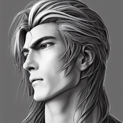 Image similar to an immortal xianxia cultivator with long golden hair as an absurdly handsome, elegant, young anime man, ultrafine hyperrealistic detailed face illustration by kim jung gi, irakli nadar, intricate linework, sharp focus, bright colors, matte, final fantasy, unreal engine highly rendered, global illumination, radiant light, intricate environment