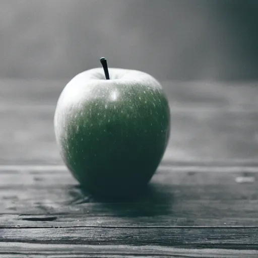 Prompt: a beautiful photo of a green apple, Kodak TRI-X 400