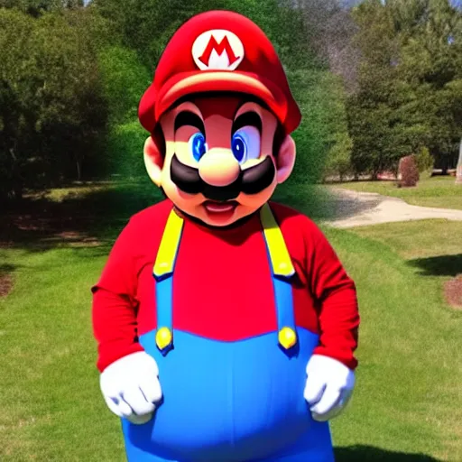 Image similar to real life big chungus dressed like mario, super mario, big chungus, fat bugs bunny, high resolution photo