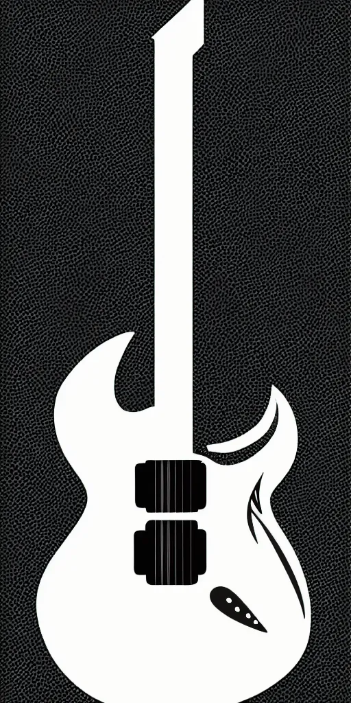 Image similar to doodle vector art of a white electric guitar against a fully black background, simple. A k_euler_ancestral