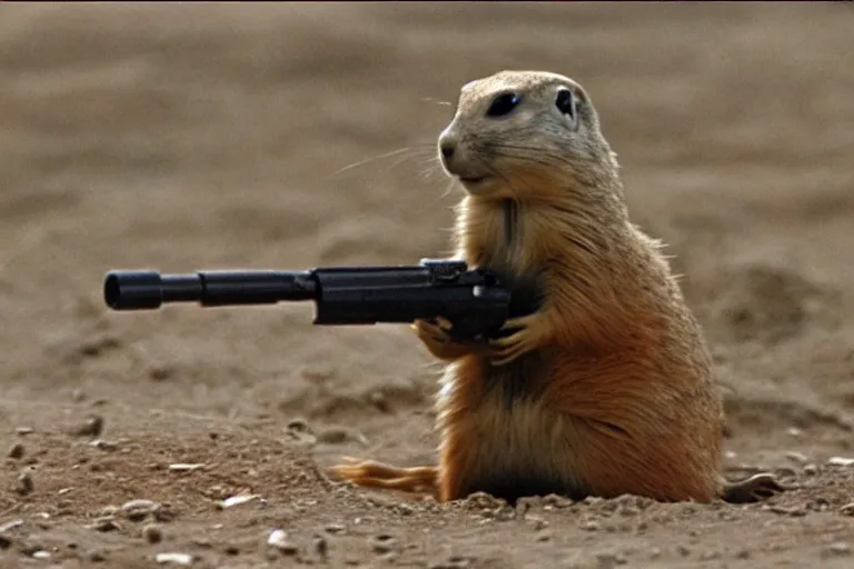 Image similar to footage of a prairie dog soldier fighting in world war