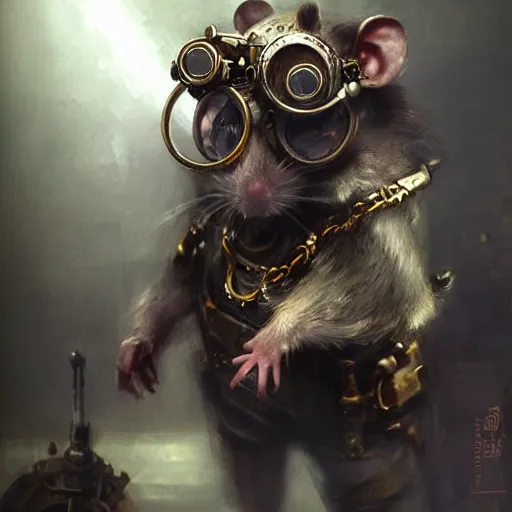 Image similar to a rat with steampunk googles, by Ruan jia