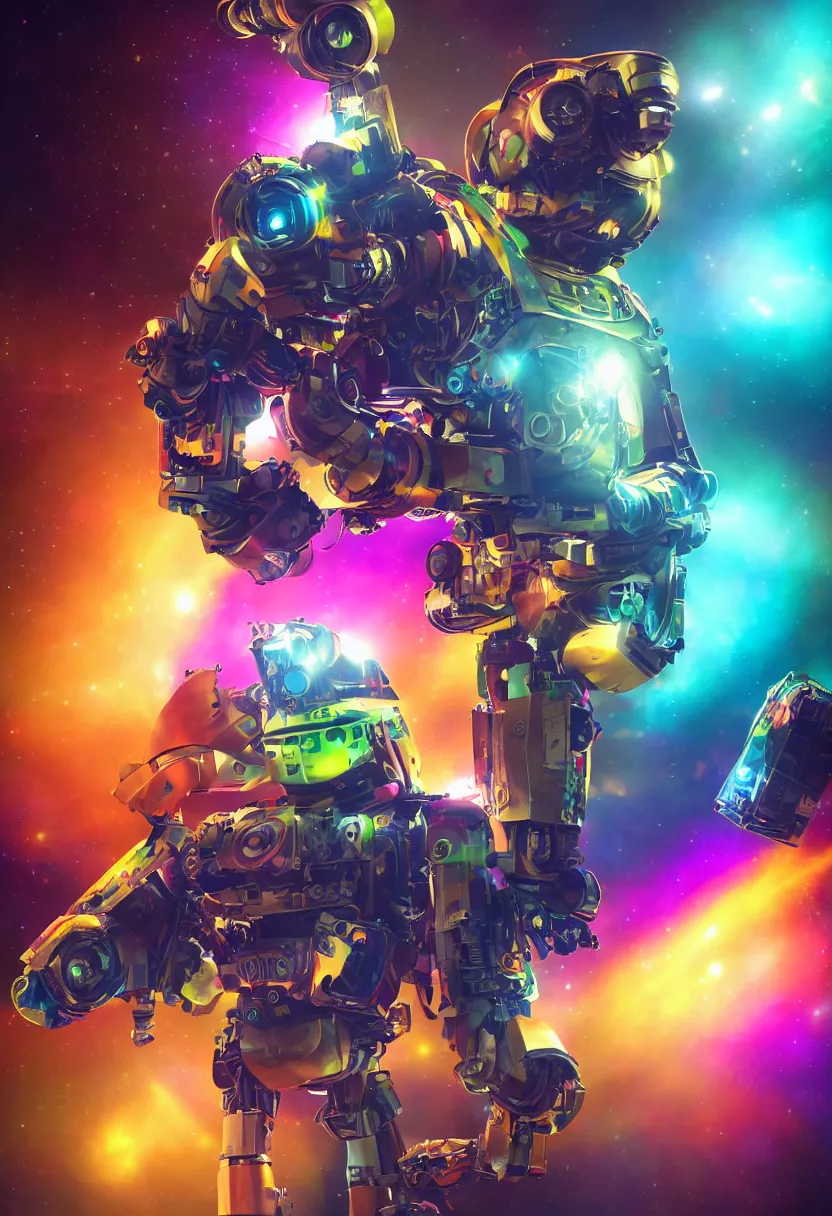 Image similar to vivid colors, spectrum, robot, drama, high quality, vray, cg, crazy, space