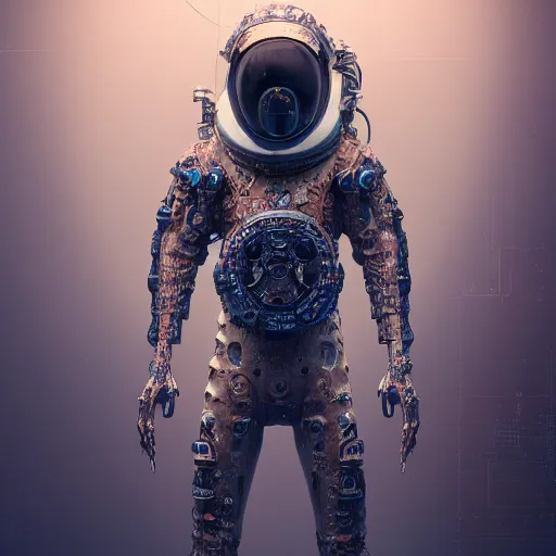 Image similar to hyperrealistic portrait of a squid monster astronaut, full body portrait, well lit, intricate abstract. cyberpunk, intricate artwork, by Tooth Wu, wlop, beeple. octane render,in the style of Jin Kagetsu, James Jean and wlop, highly detailed, sharp focus, intricate concept art, digital painting, ambient lighting, 4k, artstation