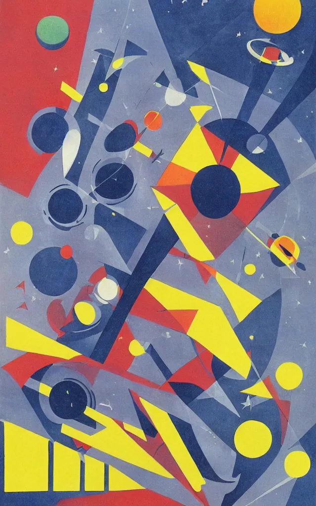 Prompt: space fantasy. bauhaus art.