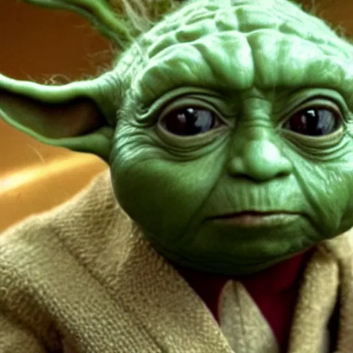 Image similar to a film still of donald trump a if he was yoda realistic, detailed