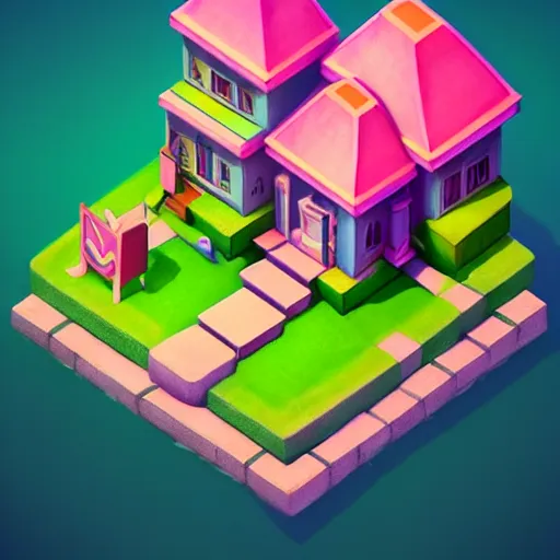 Image similar to Isometric 3D Fantasy Cute House, 3D Illustration, game art, very realistic, no background, 4k, 3D character, very colourful, cinematic lighting, soft neon, CGI render, trending on Behance